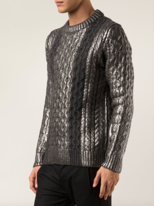 Diesel Black Gold Gray Metallic Sweater | Blingby